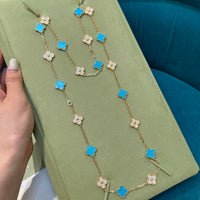 [LOVE LUCKY]CLOVER 20 MOTIFS TURQUOISE DIAMOND NECKLACE