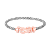 [LOVE LUCKY]CHANCE LARGE 8 FIGURE BUCKLE HALF DIAMOND BRACELET ROSE GOLD