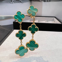 [LOVE LUCKY]CLOVER MALACHITE 3 MOTIFS GOLD