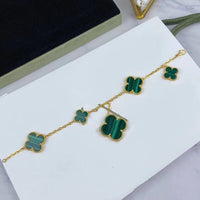 [LOVE LUCKY]MAGIC CLOVER MALACHITE GOLD BRACELET 5 MOTIFS