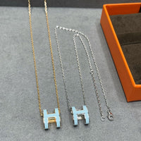 [LOVE LUCKY]POP H SKY BLUE NECKLACE