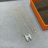 [LOVE LUCKY]POP H SKY BLUE NECKLACE