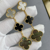 [LOVE LUCKY]CLOVER 3 MOTIF MOP ONYX DARK MOP PINK GOLD EARRINGS