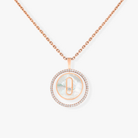 [LOVE LUCKY]LUCKY MOVE 1 DIAMOND WHITE MOTHER OF PEARL PINK GOLD DIAMOND NECKLACE