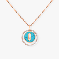 [LOVE LUCKY]LUCKY MOVE 1 DIAMOND TURQUOISE PINK GOLD DIAMOND NECKLACE