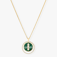 [LOVE LUCKY]LUCKY MOVE 3 DIAMOND MALACHITE GOLD DIAMOND NECKLACE