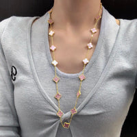 [LOVE LUCKY]CLOVER 20 MOTIFS PINK MOP NECKLACE