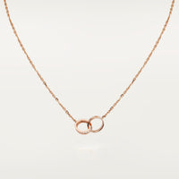 [LOVE LUCKY]LOVE DOUBLE RING HALF DIAMOND NECKLACE