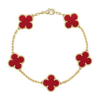 [Love Lucky] CLOVER 5 MOTIF RED CORNELIAN BRACELET COLLECTION