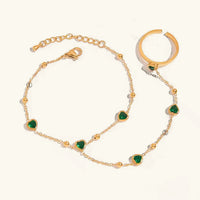 [LOVE LUCKY]Gladys Emerald Heart Hand Chain