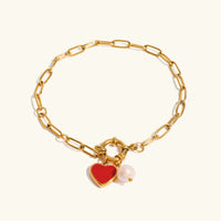 [LOVE LUCKY]Nerissa Heart Chain Pearl Bracelet