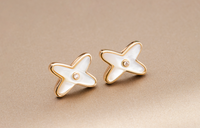 [LOVE LUCKY]JEUX DE WHITE MOP ROSE GOLD DIAMOND EARRINGS