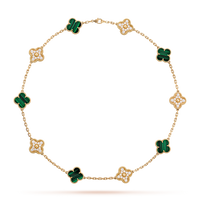 [LOVE LUCKY]CLOVER 10 MOTIFS MALACHITE DIAMOND NECKLACE