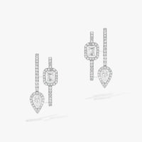 [LOVE LUCKY]CREOLES MY TWIN 2 RANGS SILVER DIAMOND EARRINGS
