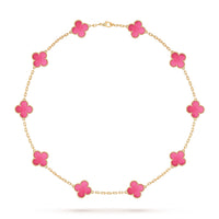 [LOVE LUCKY]NEW LOVE LUCKY 10 MOTIFS PINK ENAMEL NECKLACE
