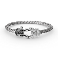 [LOVE LUCKY]FORCE LARGE HORSESHOE BLACK WHITE DIAMOND BRACELET SILVER