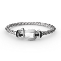 [LOVE LUCKY]FORCE LARGE HORSESHOE BLACK DIAMOND BRACELET SILVER