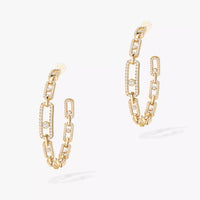 [[LOVE LUCKY]Move Link Diamond Hoop Earrings