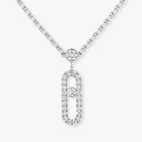 [LOVE LUCKY]2 Rows Rose Gold Diamond Pave_ Necklace Move Uno