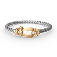 [LOVE LUCKY]FORCE LARGE HORSESHOE HALF DIAMOND BRACELET GOLD