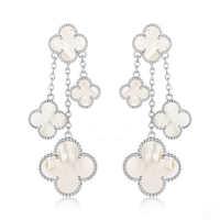 [LOVE LUCKY]CLOVER EARRINGS WHITE MOP 4 MOTIFS SILVER