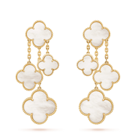 [LOVE LUCKY]CLOVER EARRINGS WHITE MOP 4 MOTIFS GOLD