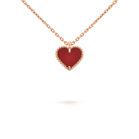 [LOVE LUCKY]SWEET CLOVER CARNELIAN HEART NECKLACE